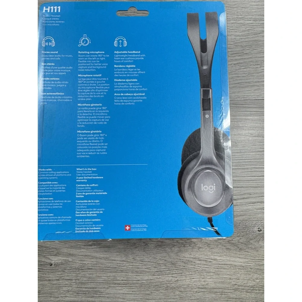 Logitech H111 Wired Headset Stereo Headphones with Noise Cancelling Microphone